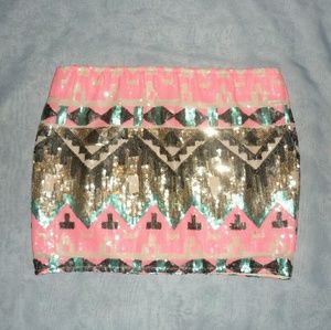 Aztec print sequin skirt, Forever 21